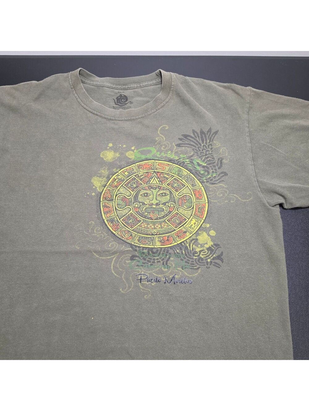 Puerto Morales Graphic T-Shirt Size L Olive Green